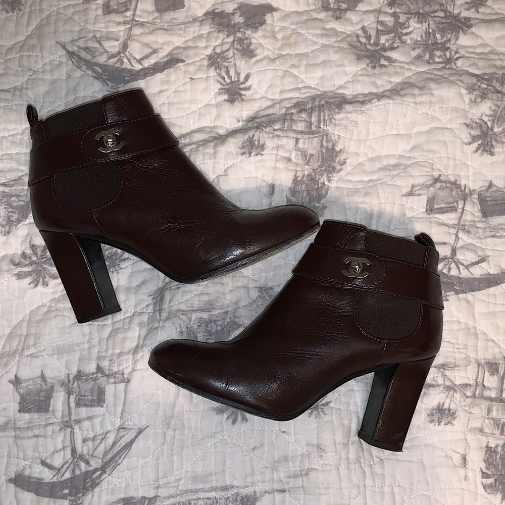 Chanel Booties in Dark Brown